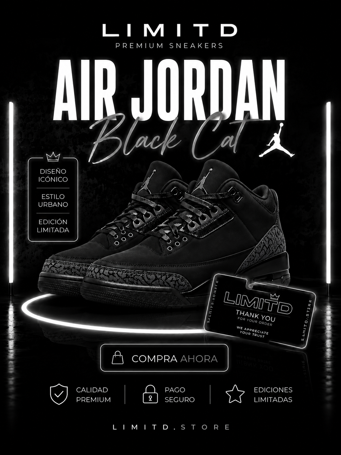 Air Jordan 3 Black Cat – Triple Black