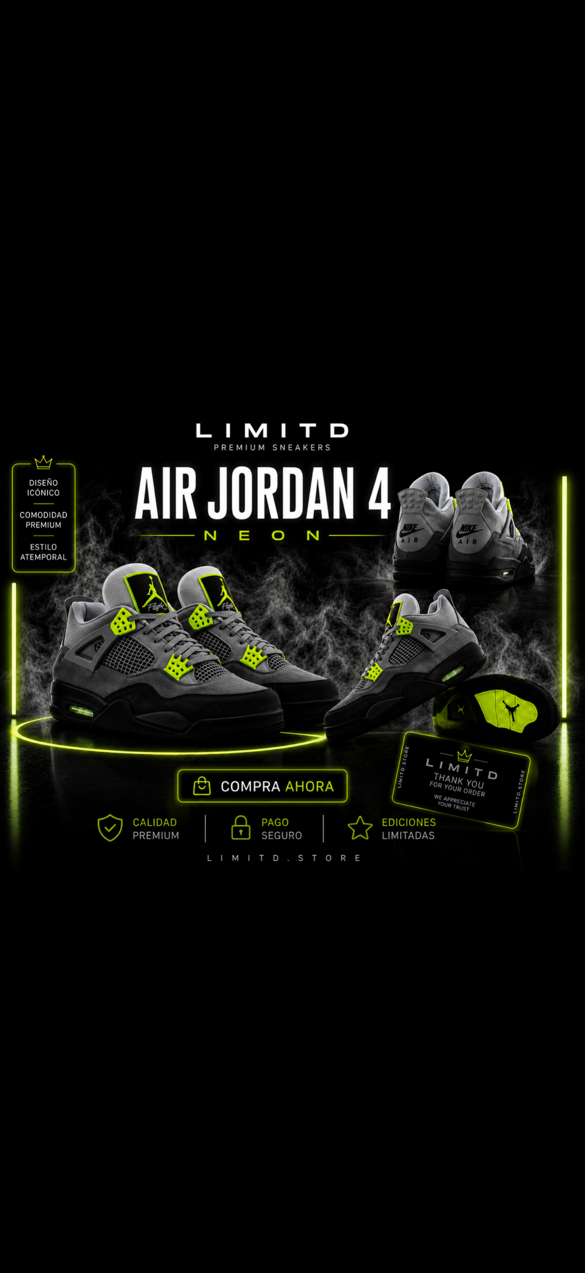Air Jordan 4 Neon – Grey & Volt Edition